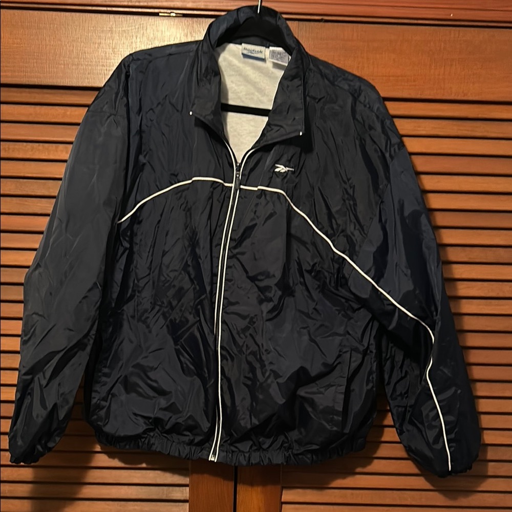 Vintage Reebok Dark Navy Blue Men's Windbreaker Zip Jacket XL